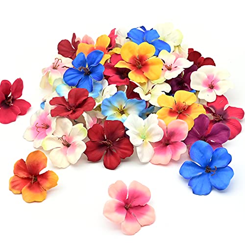 Lot de 50 têtes d'orchidée artificielle, tête de fleur en soie de 6 cm, faites à la main, tête d'orchidée artificielle pour la maison, mariage, couronne, accessoires de bricolage, couleurs mélangées