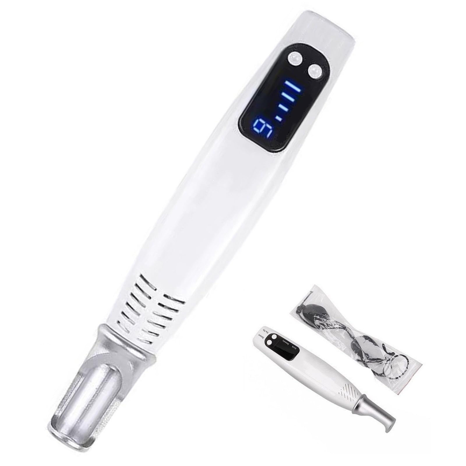 Picosecond Pen Spot Remover Skin Tag & Mole Kit, niebiesko-czerwony zestaw do usuwania znamion i narośli skórnych Picosecond Pen Tattoo Dark Spot Remover z 9 zębami Red