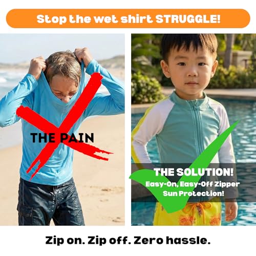 Image of SwimZip Boys' Long Sleeve Rash Guard & Swim Shorts Set - UPF 50+ Sun Protection Coral
