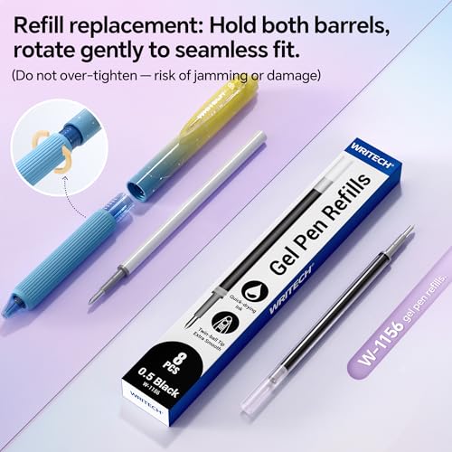 WRITECH Gel Pens Fine Point: Nebula Pen Set 0.7mm Black Ink Retractable 6ct Smooth Writing with Aesthetic Gradient Color Barrel for Journaling Note Taking Silent Click No Smear - Thumbnail 5