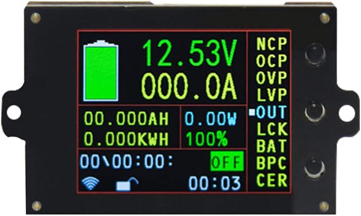 DC Voltage and Current Meter with LCD Screen Sensor, Digital DC Multimeter 500A 500V Voltmeter Ammeter Current Amp Power Watt Capacity Time Meter Battery Tester