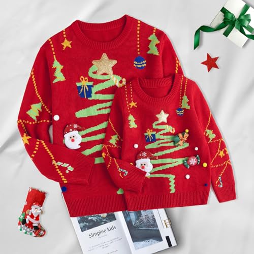 Simplee kids Family Matching Christmas Sweaters Xmas Print Ugly Funny Jumper Holiday Pullover Tops4