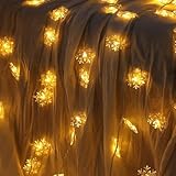 Fairy Lights, 20ft 40 LED Battery Powered String Lights, 2 Lighting Modes, Decoractive for Indoor Outdoor, Bedroom, Wedding, Party,Birthday, Valentine, Christmas, Tree Decoration, ( Snowflake, Warm )
