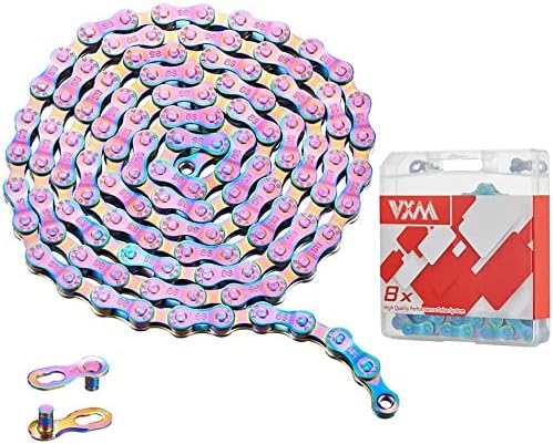 6/7/8 Speed Bike Chain Rainbow Chain for Bike 1/2" x11/128 116 Links Lightweight Bicycle Chain，Bike Chains MTN BTX MTB Mountain Bike Road Bicycle Chain