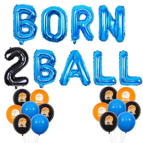 Wonmelody Basketball 2nd Birthday Party Decorations for Boys Born 2 Ball Birthday Decor Born 2 Ball Banner Blue Basketball Balloon Its Game Time Basketball Supplies Sports Theme 2nd Birthday for Boy