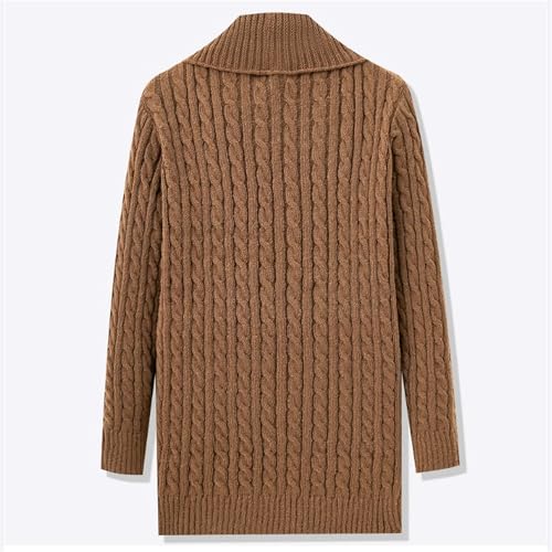 Men's Button Down Cable Knitted Long Sweater Shawl Collar Cardigan Sweaters Men V Neck Long Sleeve Sweaters3