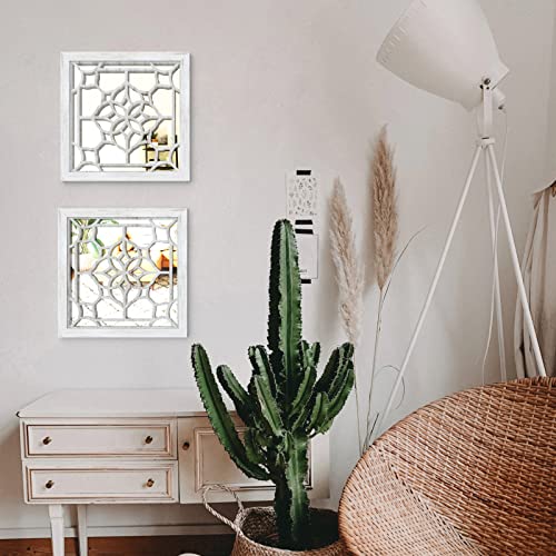 Art-Giftree 2Pcs Bathroom Decor Rustic Farmhouse Accent Mirrors Entryway Decorative Wall Mirror For Living Room, Kitchen, Bathroom, Bedroom(12”X12) #TOP1