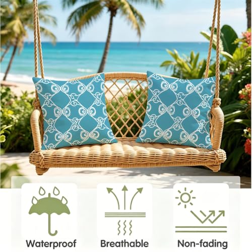 Housse de coussin bleu 65x65 cm douce avec fermeture éclair invisible - 4