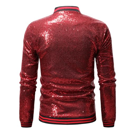 Mens Sequin Zip Up Bomber Jacket Casual Long Sleeve Fashion Lightweight Slim Fit Tops Coat Nightclub Wedding Outerwear3