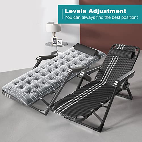 Folding Chaise Lounge Chair, Adjustable 5-Position Outdoor Patio Lounger With Detachable Headrest & Soft Pad, Comfortable Folding Reclining Lounge Chair For Garden Backyard Beach Pool Sunbathing #TOP5