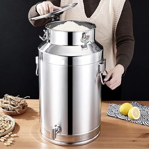 Lattiera in acciaio inox con coperchio sigillato, contenitore versatile per liquidi e solidi, ideale per conservare vino, acqua, olio e tè