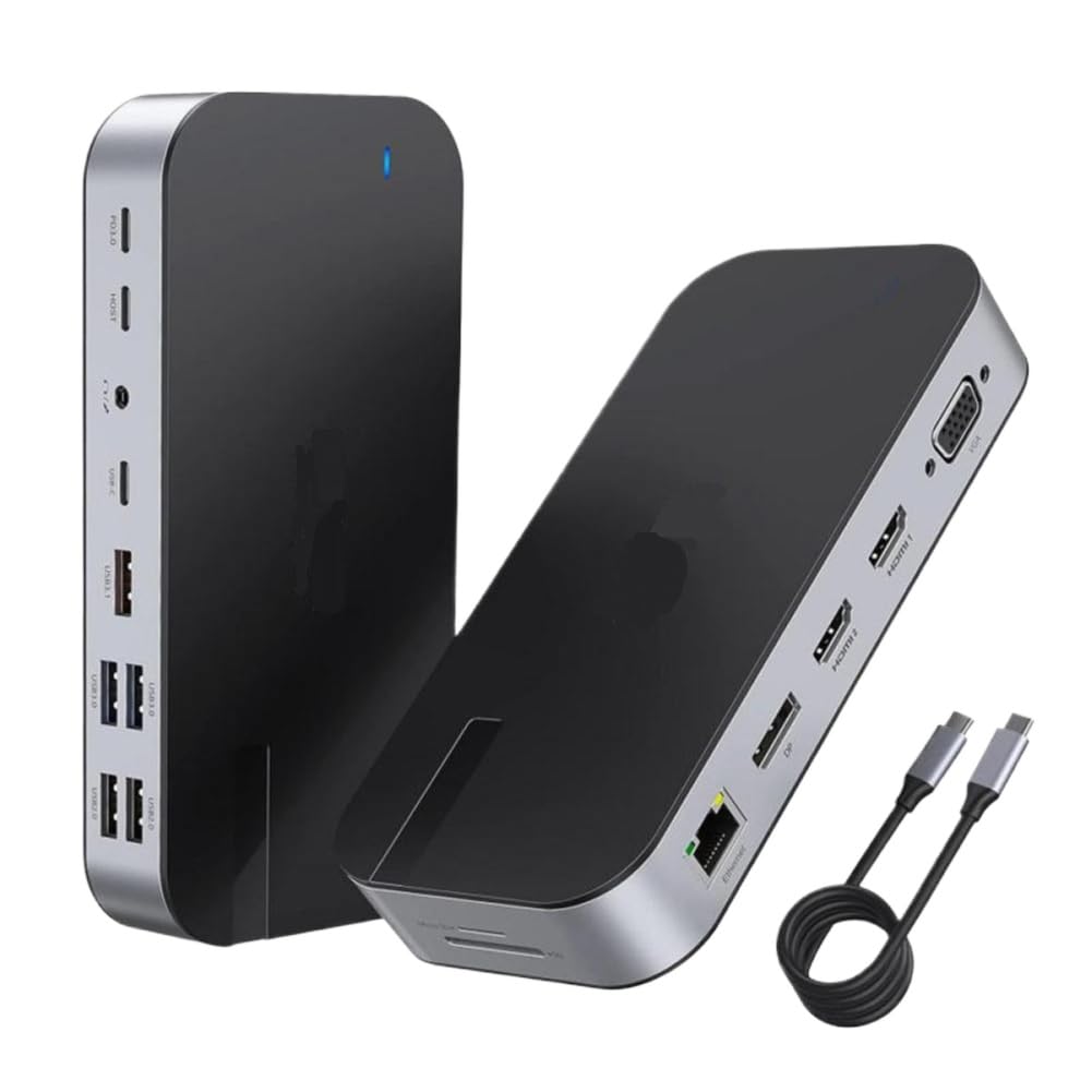 USB C Hub Docking Station 8 in 1 with Dual 4K HDMI Adapter 3 USB 3 0 Ethernet
