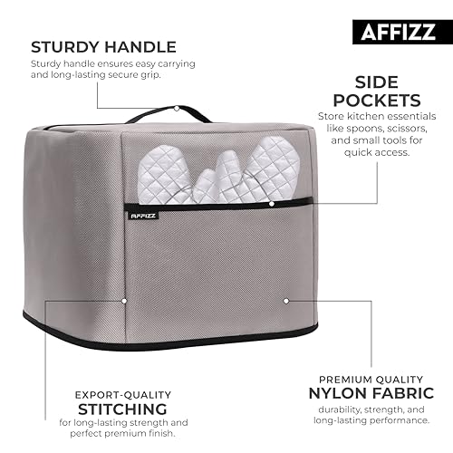 Image of Dustproof & Oil-Proof Air Fryer Cover for Philips 9L NA352 /00 - Polyester Waterproof Kitchen Oven and Home Appliances with Handle & Pocket | for Women, Men & Everyday Use, Grey