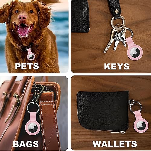Image of LIRAMARK Airtag Case for Apple Airtags Silicone Case Protective Cover for Airtag Case Locator Tracker Anti-Lost Device Keychain Protection Sleeve (Pink)