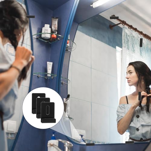 Image of 12 Pack Mirror Wall Mounting Clips Metal Mirror Clips Wide Channel Heavy Duty Mirror Hangers J Hooks Wall Hanger Fastener Mirror Hanging Hardware for Wall Mounting Billboard Displays(1 /4 Inch)