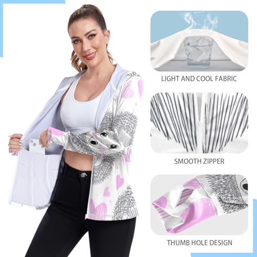 Cute Hedgehog Sun Protection Hoodie Upf 50+, Long Sleeve Zip up Outdoor Jacket4