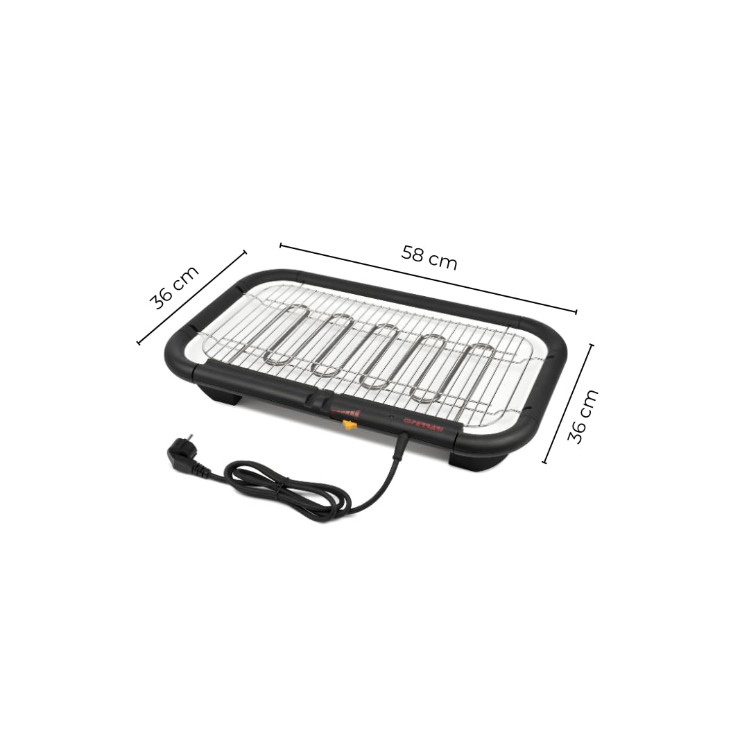 G3 Ferrari G10027 Galactic Grill Barbecue Griglia Elettrica XL, 2300 W, Regolazione temperatura, Griglia Inox, Vassoio porcellanato, Nero