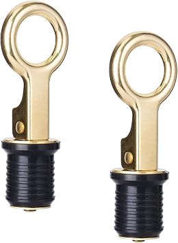 Young Marine Snap-Handle Drain Plug, for 1-Inch-Diameter Drains, Locks in Place, Brass Handle, Rubber Plug 2