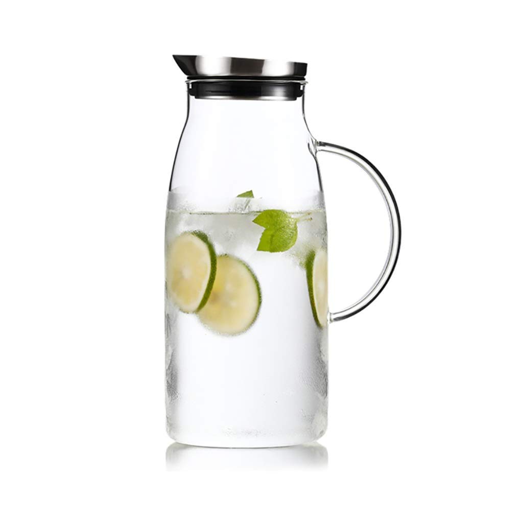 Dzbanek na wodę, 1,5 l/1,8 l z pokrywką dzbanek na zimną wodę o dużej pojemności dzbanek filtrujący do herbaty domowy dzbanek na sok, zimne lub gorące napoje, przezroczysty, 1 x 26 x 9 cm