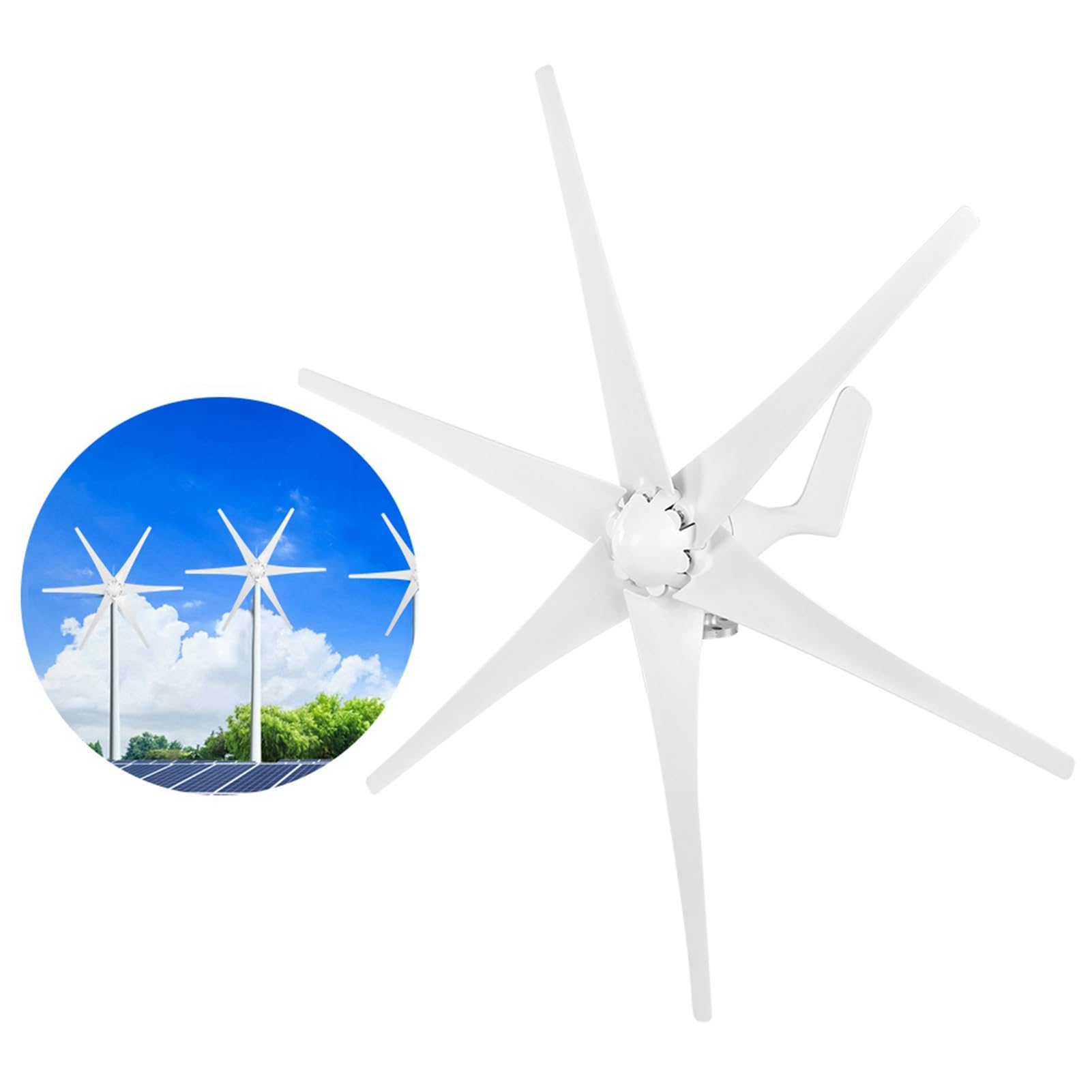 Turbinas Eólicas Profesionales Generador de Molino de Viento Pequeño de 800 W para Barcos y Cabinas, 6 Palas, Diseño de Alta Eficiencia (48V)