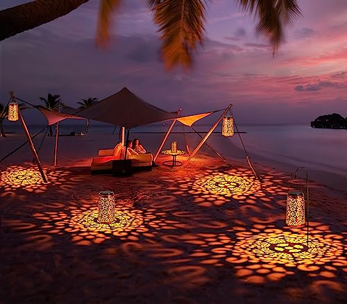 Solar Lanterns Outdoor Waterproof - 4 Pack Hanging Solar Lights Outdoor, Metal Lantern Decorative Solar Powered Patio Decor For Garden Yard Backyard Porch Table Tree Lighting, Cool/Warm Light #TOP4