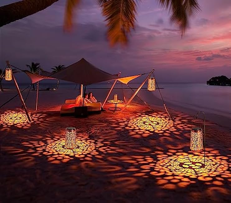 JSOT Solar Lanterns - Solar Lanterns Lights Outdoor Waterproof Gift for Women Mom Grandma, Metal Hanging Lights Decorative for Patio Garden Yard Backyard Porch Table Tree , Cool/Warm Light, 2 Pack