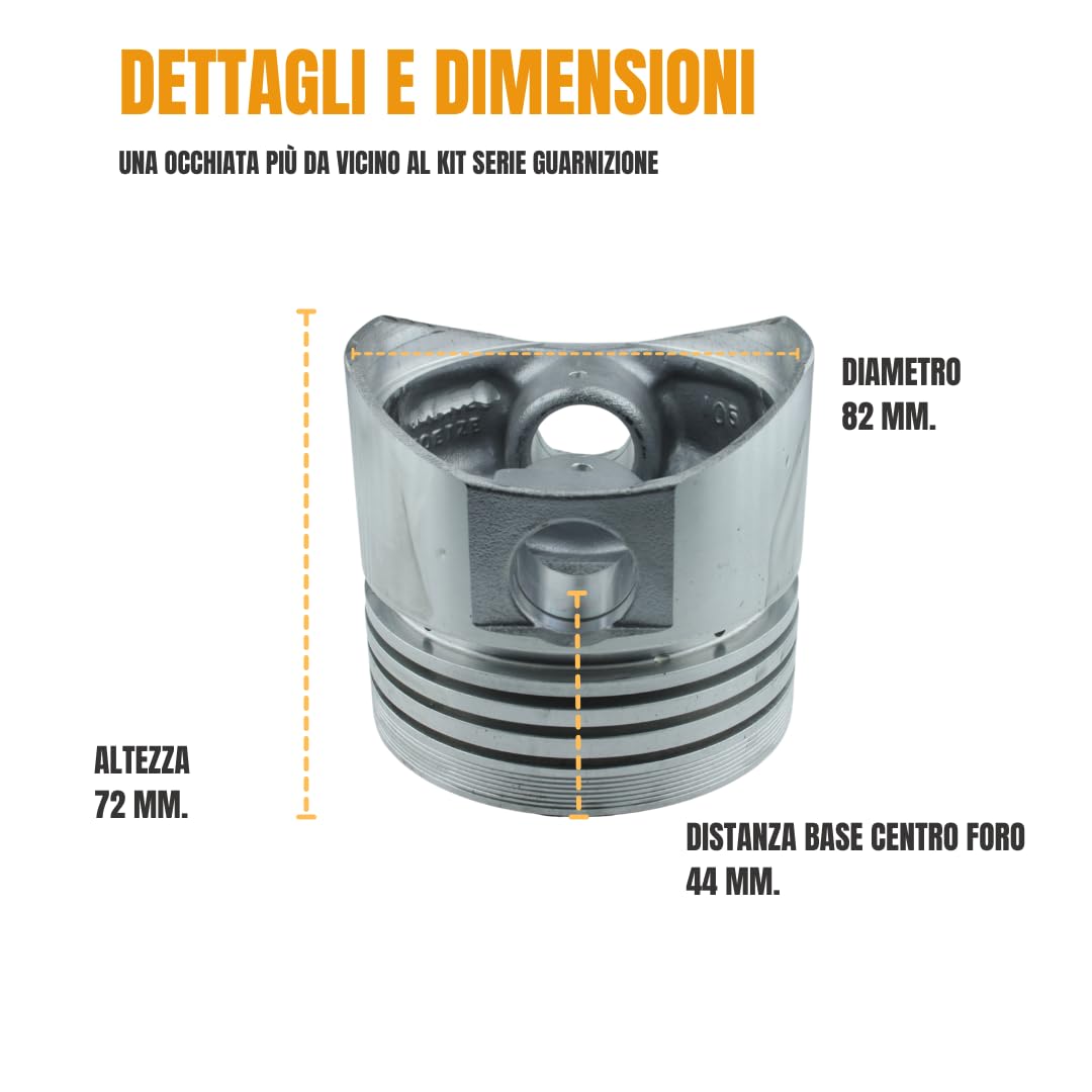 Kit Cilindro e Pistone + Pompa Olio + Serie Guarnizione Completa e Paraoli Compatibile per Motore Lombardini Diesel 6ld 360 per Motozappa e Motocoltivatore