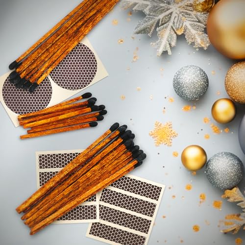 434 brown stick black tip espresso matches 100 count  striking stickers  decorative unique amp fun for your home gifts accessories amp events  premium long wood safety matches by thankful greetings