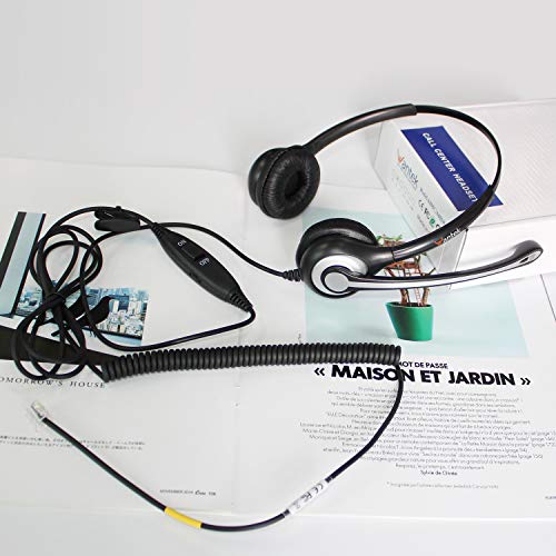 Wantek Corded Telephone Headset Dual with Noise Canceling Mic Work For