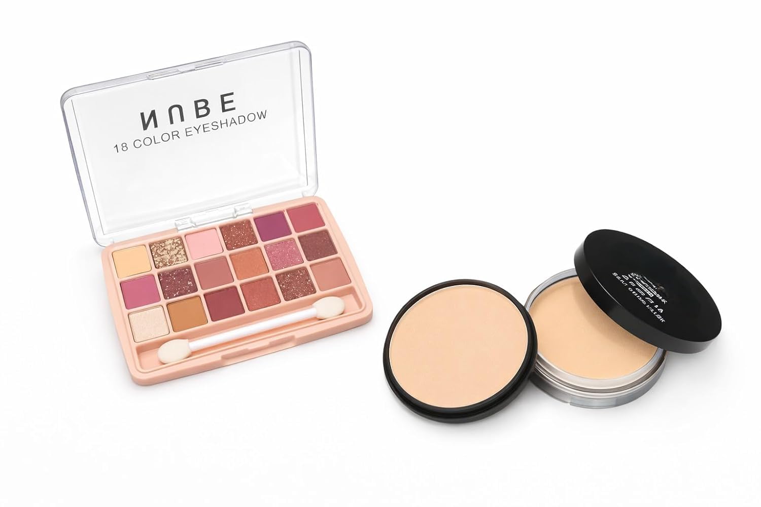 2-Piece Makeup Artistry Set – 18-Color Nude Eyeshadow Palette (Mattes, Shimmers & Glitters) with 2-in-1 Moisture-Lock Pressed Powder (Dual-Layer Compact) – High-Definition Face & Eye Glamour Kit-image-29