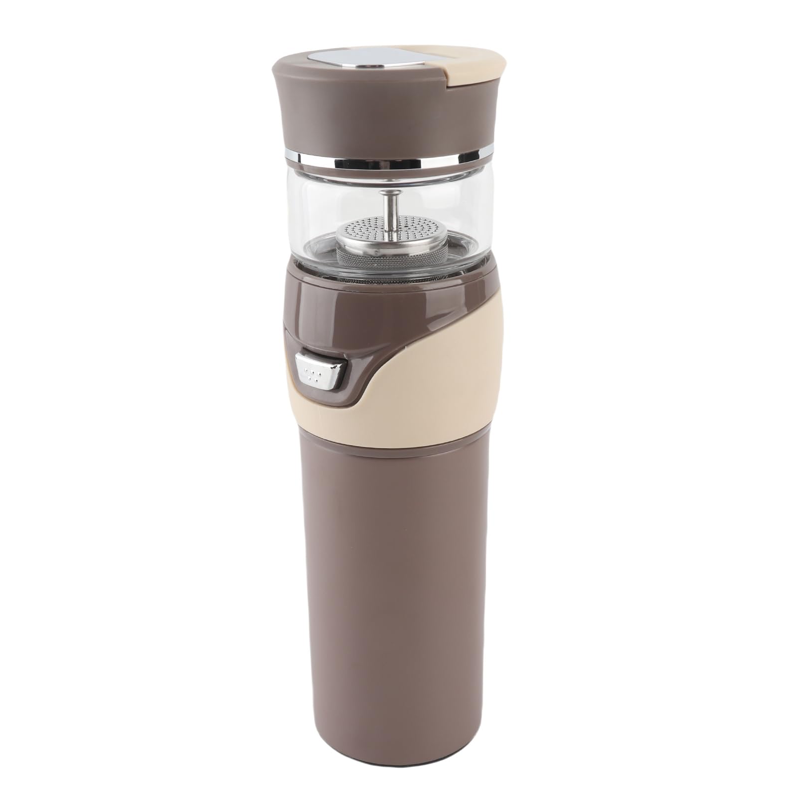 SIXRUN Botella de té con Infusor Vaso de té de Acero Inoxidable Taza de Viaje Aislada de Doble Capa para Oficina, Hogar y Uso Diario Mantiene el, el café o el Jugo Caliente o Frío (BROWN)