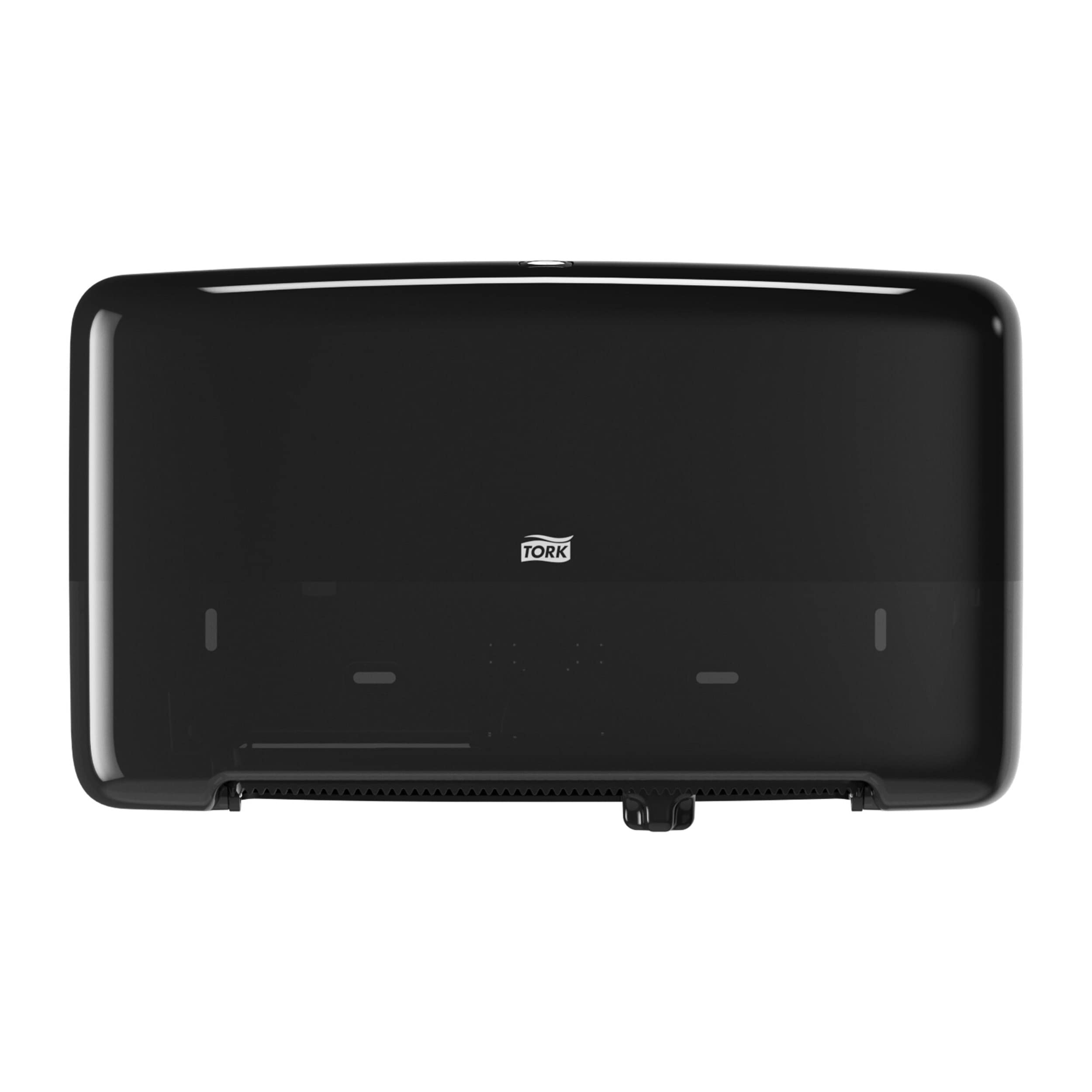 Tork Twin Mini Jumbo Toilet Paper Roll Wall Mounted Dispenser Black T2, High Capacity, Elevation Range, 555508