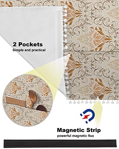 Fridge Dust Cover, Orange Geometric Washing Machine Top Covers With 4 Storage Pockets, Modern Retro Classic Abstract Art Kitchen Refrigerator Covers Protector Storage Organizer Bags, 28" X 67" #TOP5