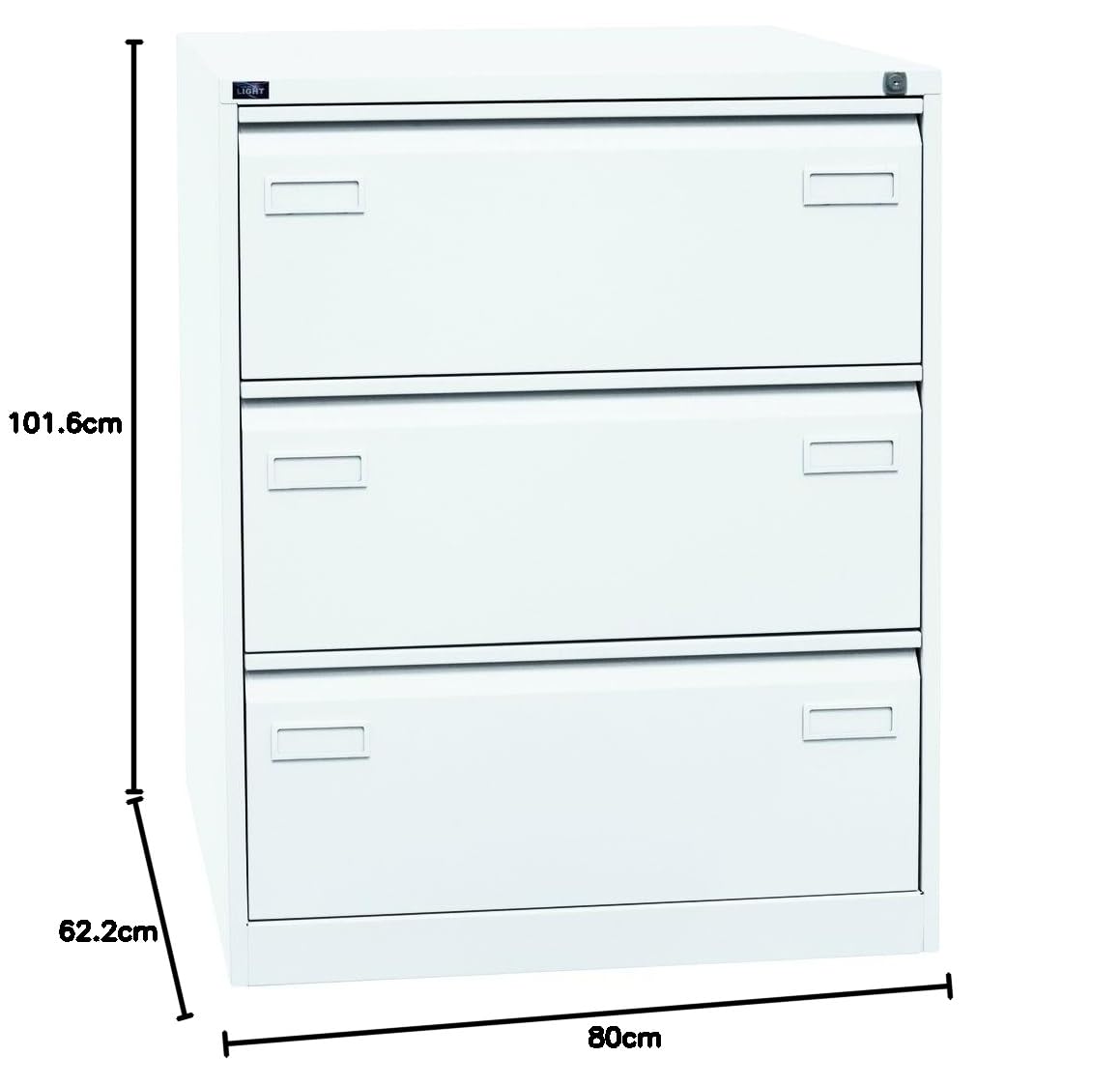 Bisley LIGHT Hängeregistraturschrank, doppelbahnig, DIN A4, 3 HR-Schubladen, Metall, 696 Verkehrsweiß, 62.2 x 80 x 101.6 cm