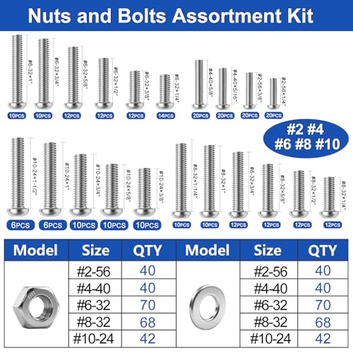 Image of Taiss Nuts and Bolts Assortment Kit SAE & Metric Phillips Head Bolts Kit 780PCS +1491PCS,and 760PCS SAE Hex Bolts Set with Nuts & Washers,304 Stainless Steel /Carbon Steel Hardware Assortment Kit