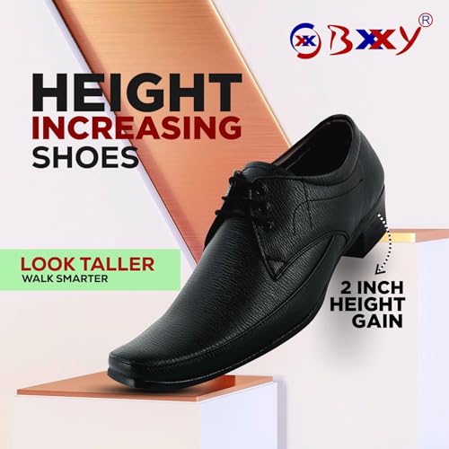 Image of BXXY Men's 2 inch Height Increasing Synthetic Material Casual Formal Derby Shoes with Pu Sole.