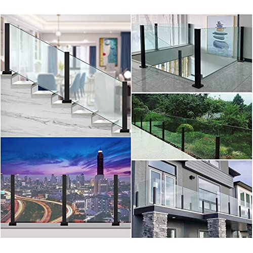 Poteau garde-corps verre robuste au sol anti-corrosion noir pour rambarde de terrasse - 6