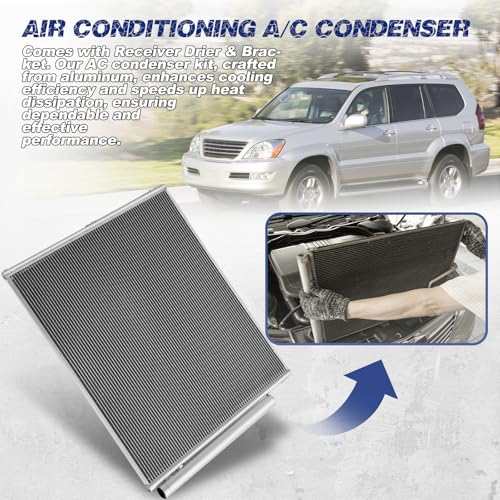 Image of Air Conditioning A /C Condenser Compatible with Toyota 4Runner Lexus GX470 2003-2009 4.0L 4.7L # 3282, 8846035150, 8846135150