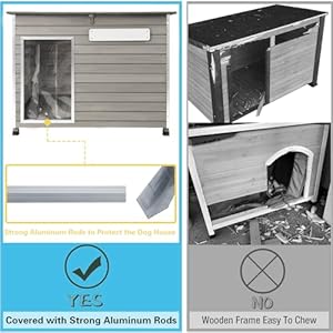 Dog house insulated outdoor  indoor wooden dog kennel for medium to large dogs43 6 l natural fir wood dog houses with weatherproof roofremovable floorsraised feet   cucciolini doodles