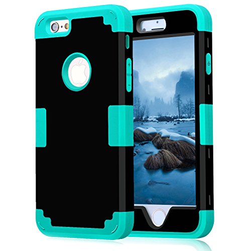 iPhone 6s Case,iPhone 6 Case,Soft Interior Silicone Rubber Bumper Hard Shell Solid PC Back,Shock-Absorption Anti-Scratch Hybrid Heavy Duty Dual-Layer Slim Cover for Apple iPhone 6 6S 4.7-Black Teal