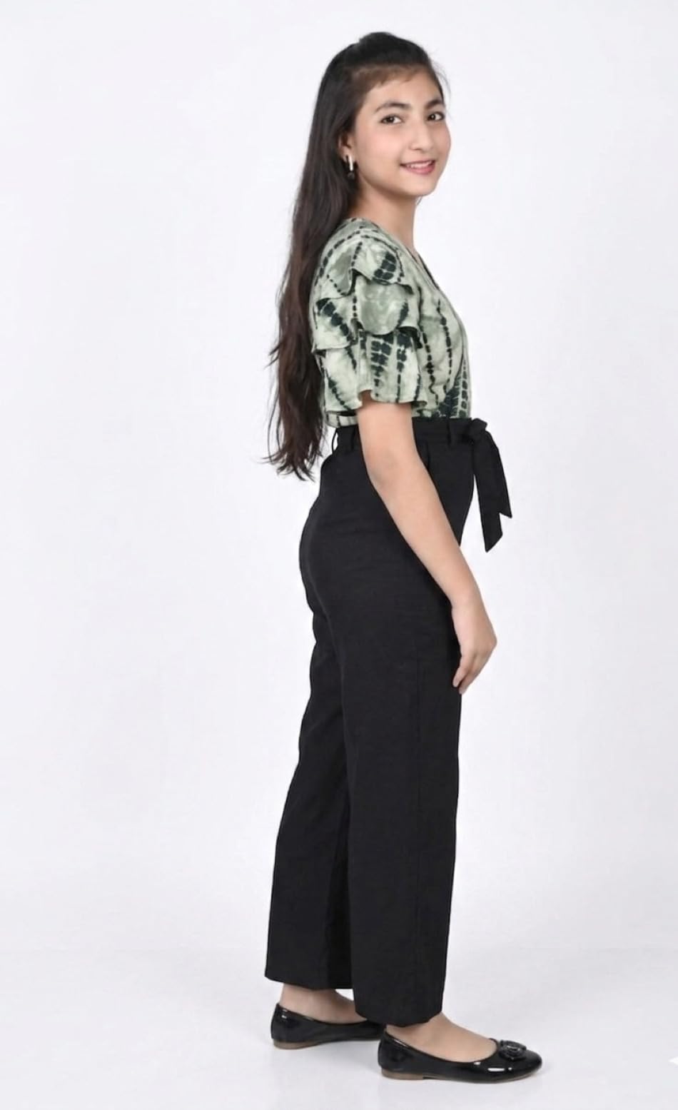 ORIEX THE ORIGINAL FASHION Girls Flared Sleeves Printed Jumpsuit-66 (12-13 Years, Green, 1) 1