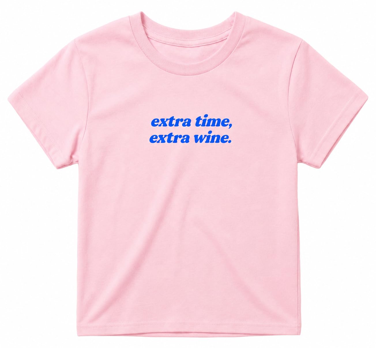 Sanfran Clothing Extra Time, Extra Wine Baby Tee T-Shirt Top World Football Shirt England Scotland Country Team 2026 Soccer Womens Flag Varsity Shirt Light Pink (Blue Text) - XXS