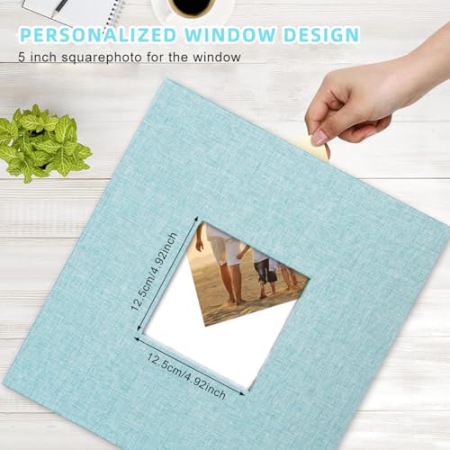 Image of HASTHIP Cloth Photo Album, Hardcover Album for Photos Collection with 600 Sheet, Scrap Books for Memories Clear Photo Pockets Family Photo Book for Baby Milestone, Wedding, Travel, 33.5x34x5cm, Blue