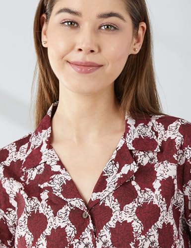 Image of Amazon Brand - Myx Women Cotton Shirt and Relaxed Pajama Set | Night Suit Set (Available in Plus Sizes)
