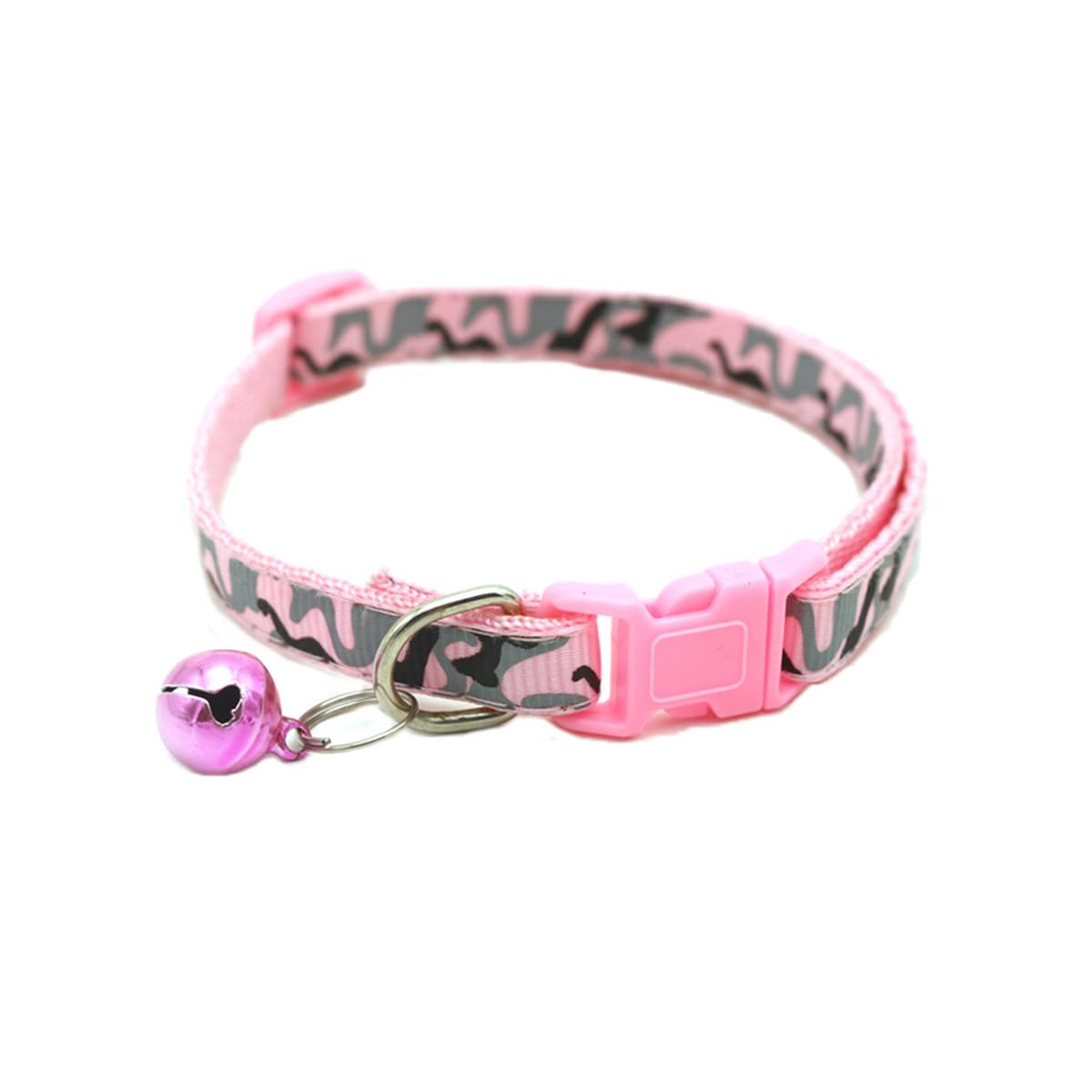 Camouflage Cat Collar with Bells - Pink