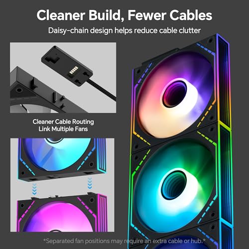 Image of Thermalright TL-M12QR-S X3 120mm Reverse Case Fans, 3-Pack | Daisy Chain Wiring, ARGB Fan Blades, Infinity Mirror Lighting