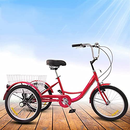 Image of Three Wheel Bike 20 Inch Adult Tricycle with Shopping Basket Three-Wheeled Cruise Bike for Picnics Exercise Cycling Pedalling