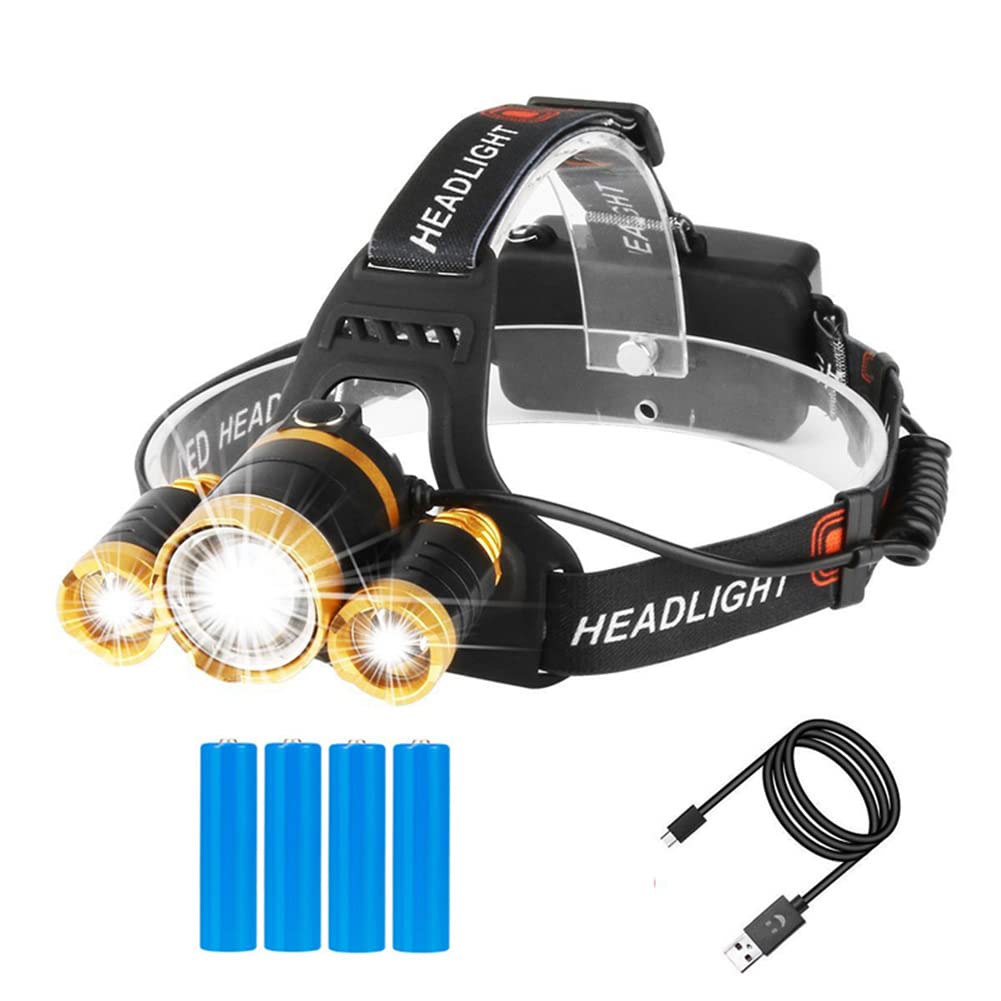 Torcia Frontale Ricaricabile Impermeabile, Aggiornata Super Luminosa 12000 Lumen Sensore Zoomabile Focus Regolabile Torcia Da Testa per Campeggio Pesca Escursionismo Caccia Corsa Cammino Ciclismo