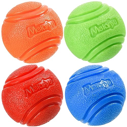 Vitalili 4 Pcs Rubber Balls, 2.75in/7cm in Diameter for Large Dogs Over 60 Lbs - High Bounce, Waterproof, Chew Resistant Toy Balls Belgian Malinois Gifts (7cm)