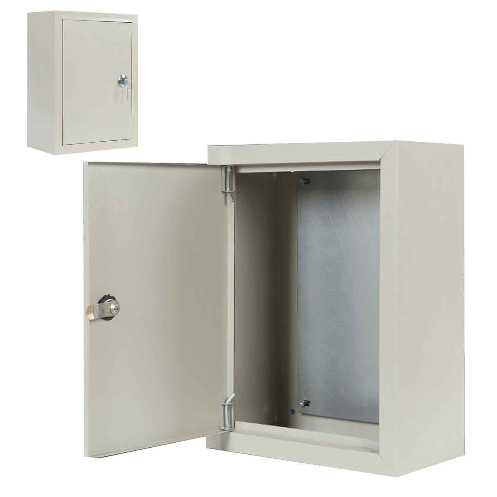 Caja Estanca Exterior Electrica de Acero, Caja Registro Electrico con Tapa Abatible con Placa de Montaje y Cerradura para Proyectos Interiores y Exteriores(20x30x16cm/10x12x6.3in)